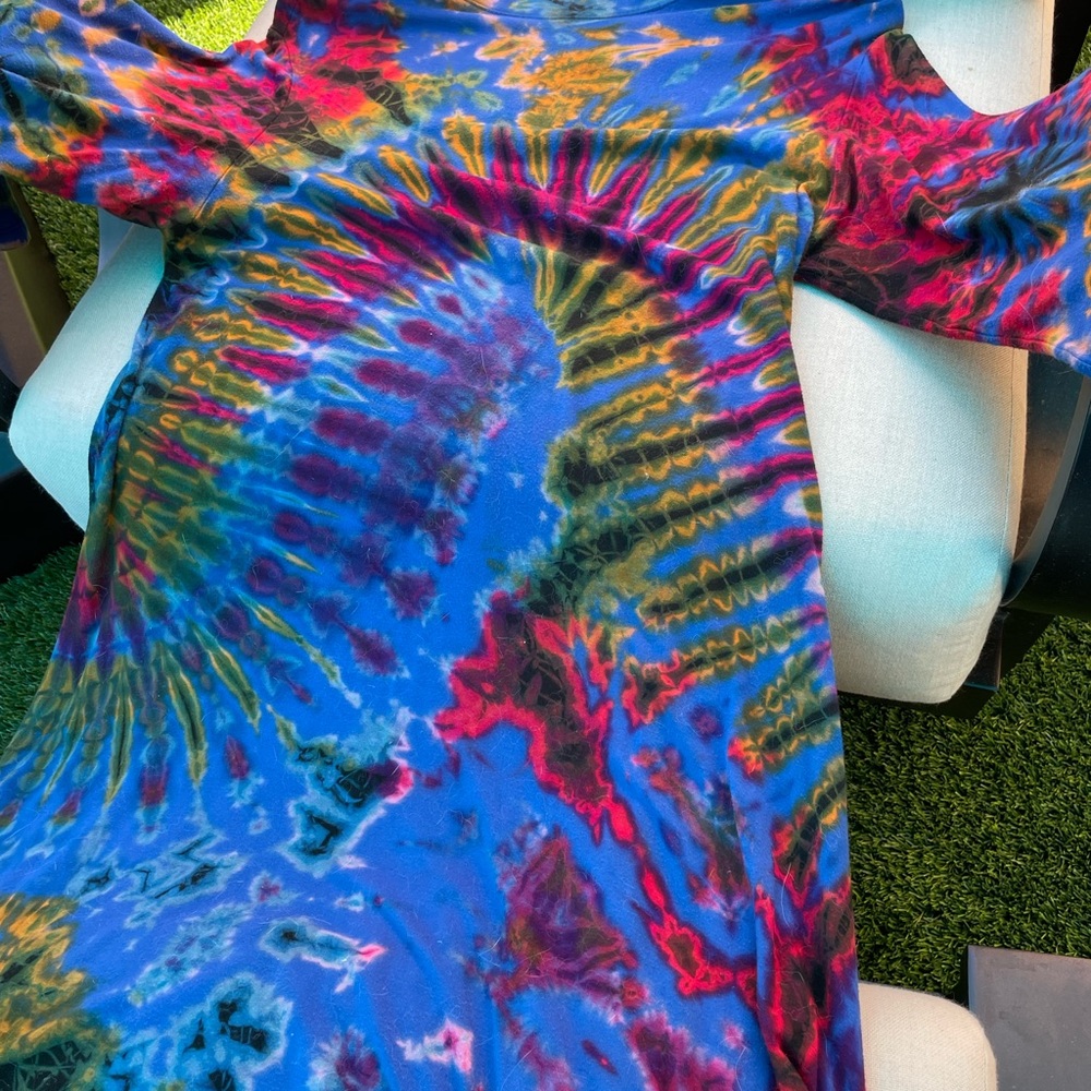 Katmandu size large tie dye long stretchy dress with long sleeves . - Picture 2 of 5